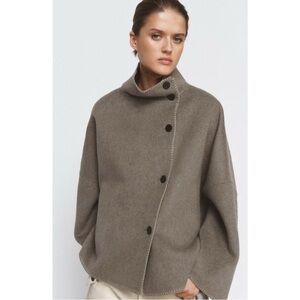 NWT Zara Collection Wool Blend Topstitched Jacket size Small